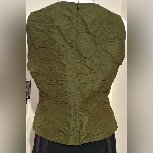 Areli Collection Purple Green NWT Reversible Button Down Blouse Sz 10. 100% Silk - Picture 6 of 15